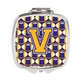 Carolines Treasures Letter V Football Purple and Gold Compact Mirror CJ1064-VSCM